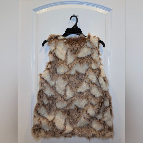 Decree Faux Fur Vest Spotted Patchwork Mob Wife Y2K Snow Leopard Medium Gilet - Picture 6 of 7